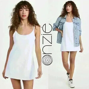NWT ONZIE "Active" White Rib Knit Spaghetti Strap Mini Dress
